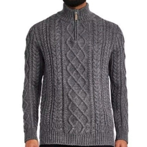 Canadiana Cable Knit Sweater Mens XL 1/4 Zip Preppy Office Fisherman Hipster - Picture 2 of 15
